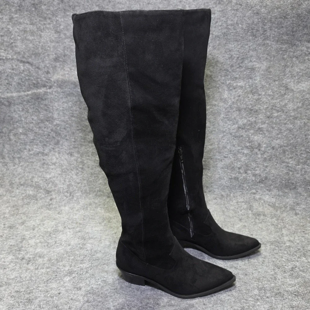Rebecca Minkoff Womens Jenni Boot Faux Suede Black 6M Over The Knee Pointed Toe